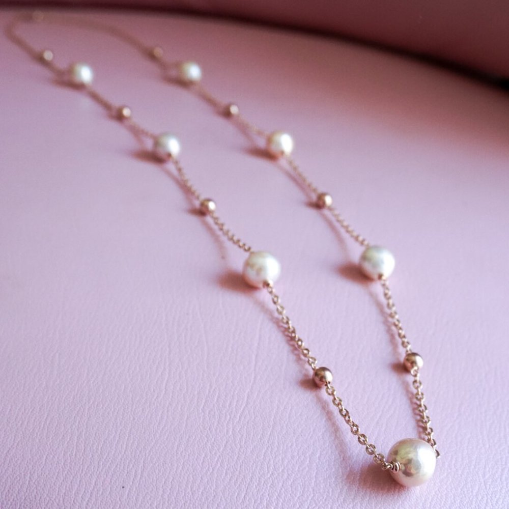 Rose Gold and Pearl Necklace